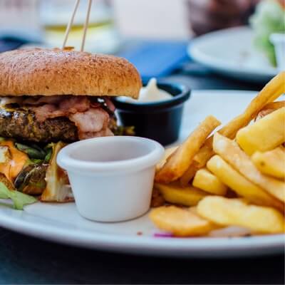 burger and fries plate