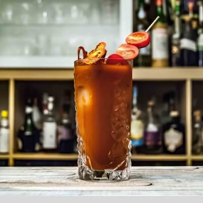 cocktail with tomatoes and bacon