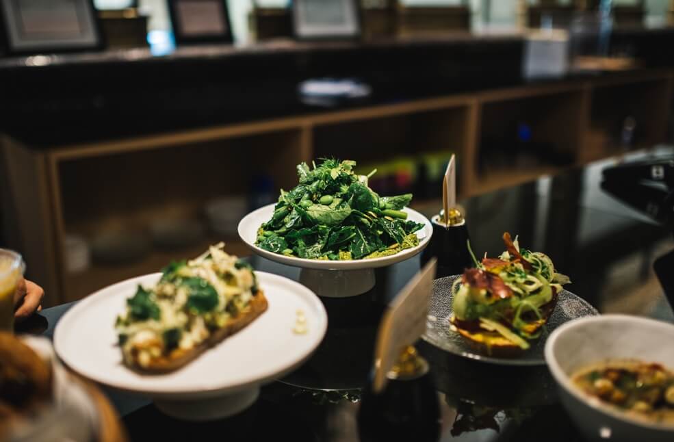 Delicious looking food laid out on a counter in plates